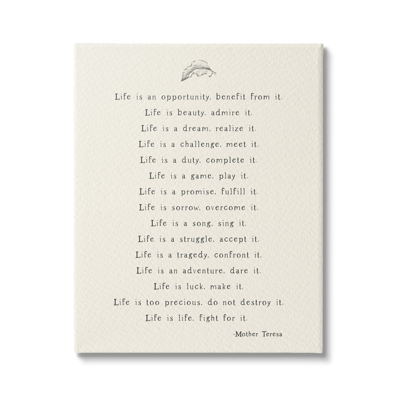 Stupell Industries Uplifting Inspirational Mother Theresa Life Quote Canvas Wall Art